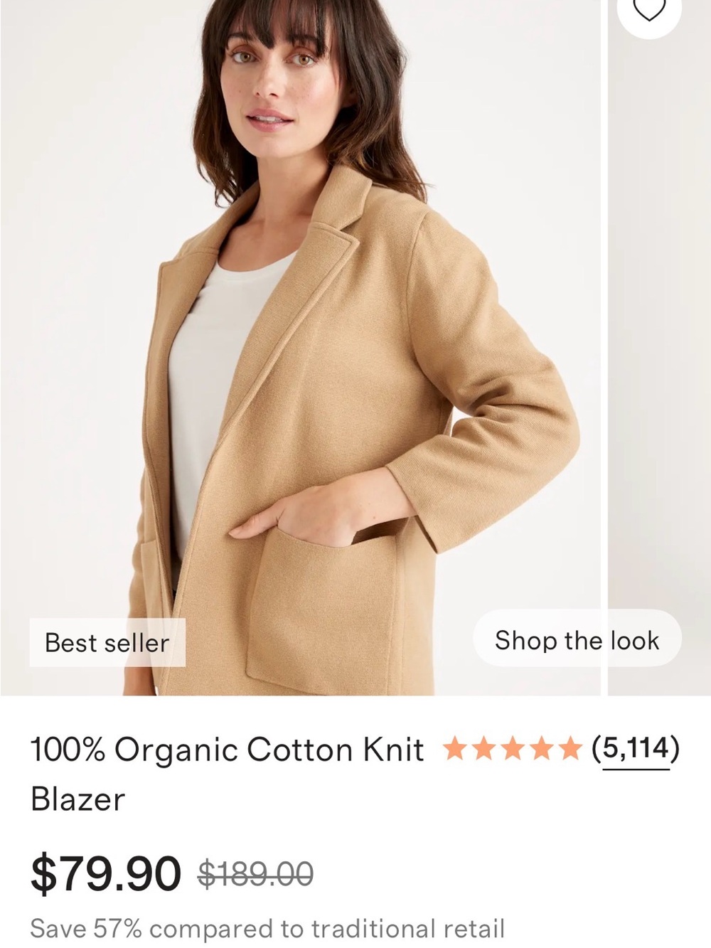 Tailored Camel Knit Blazer Jacket - Light Camel